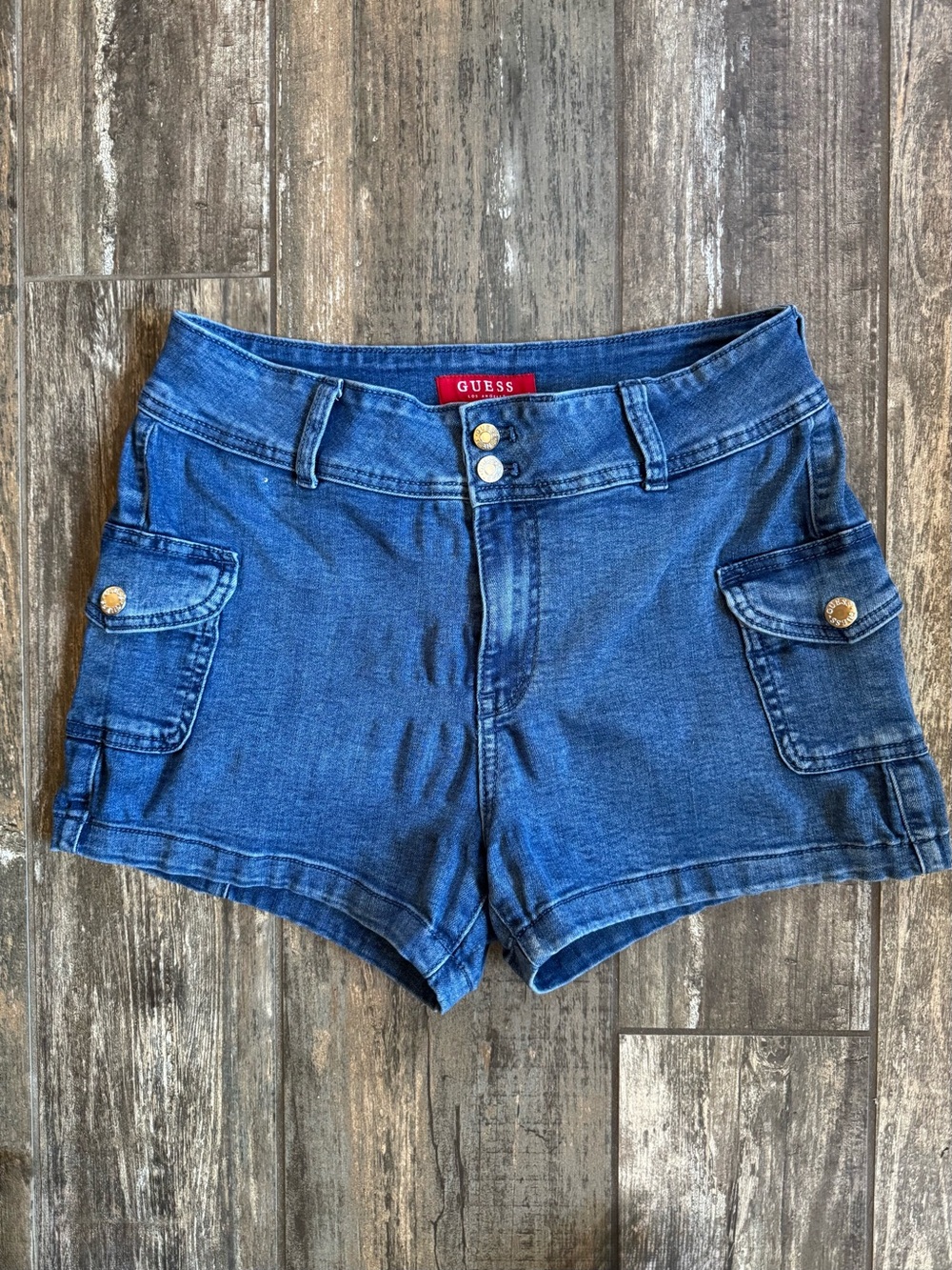 Vintage Guess Jean Shorts with snap close hip pockets size 29